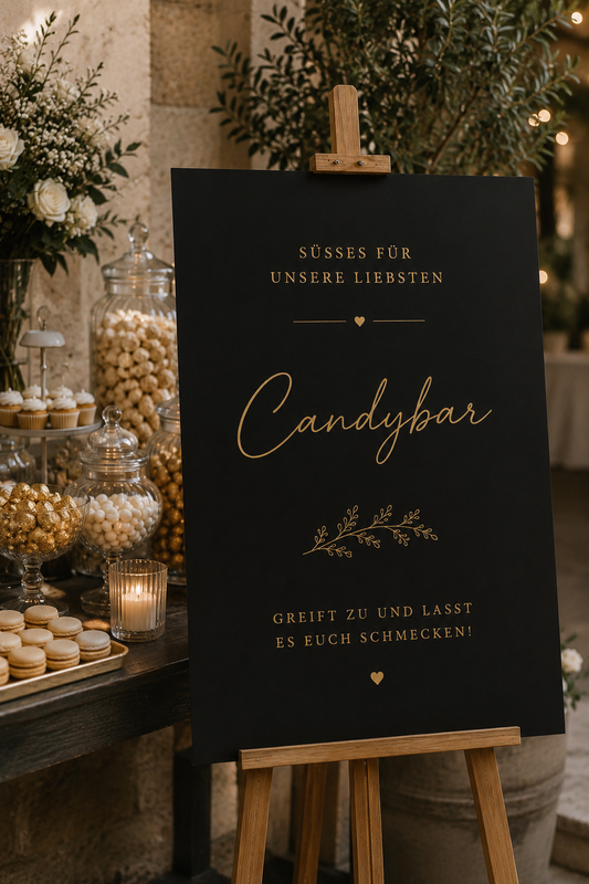 Candy Bar Schild Hochzeit Personalisiert – Wedding Sign Modern Schwarz Weiß | Sweet Table Deko