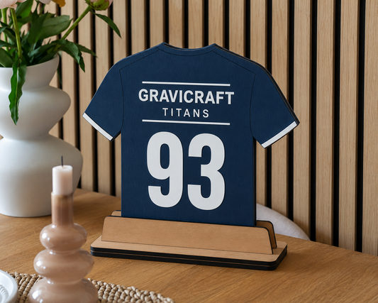Personalisierte Trikot Erinnerung aus Holz | Geschenk für Fußballspieler & Trainer | Vereinsgeschenk mit Namen und Nummer
