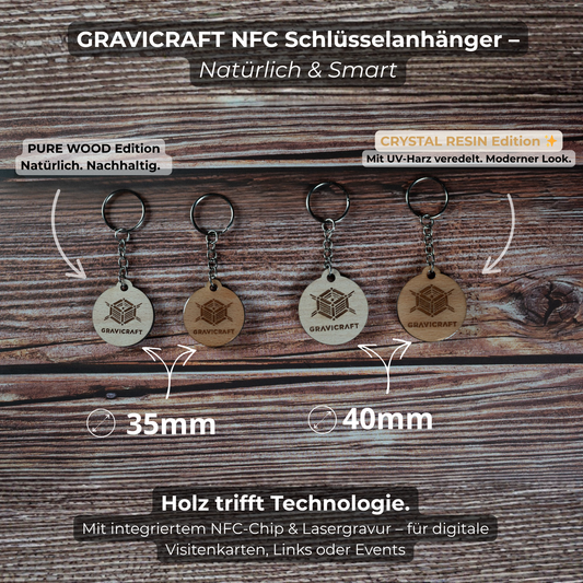 Personalisierter Holz Schlüsselanhänger mit Gravur & NFC-Chip – Digitale Visitenkarte mit QR-Code | Handmade Geschenk
