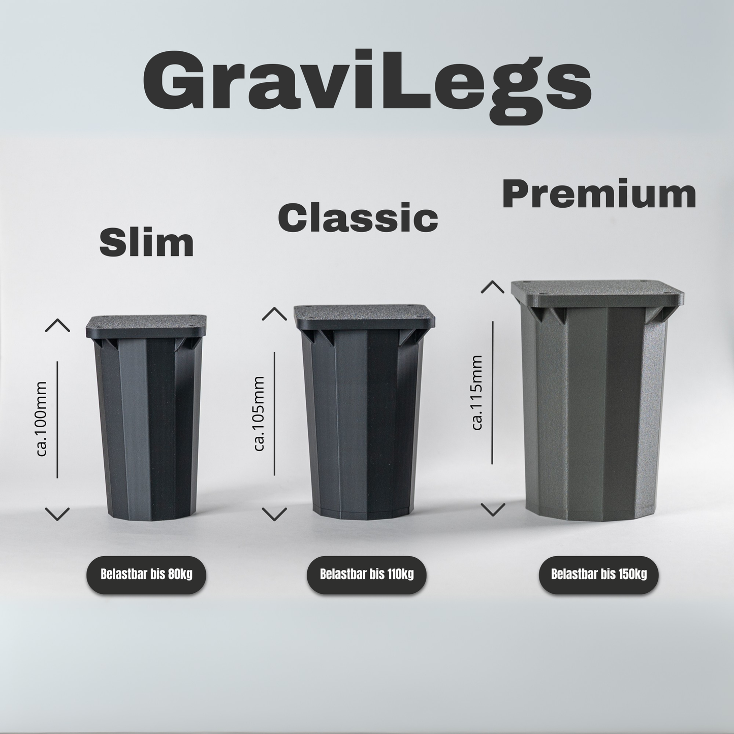 GraviLegs Möbelfüße – 3D-gedruckte Möbelbeine | Slim, Classic & Premium | Modernes Design & Stabilität