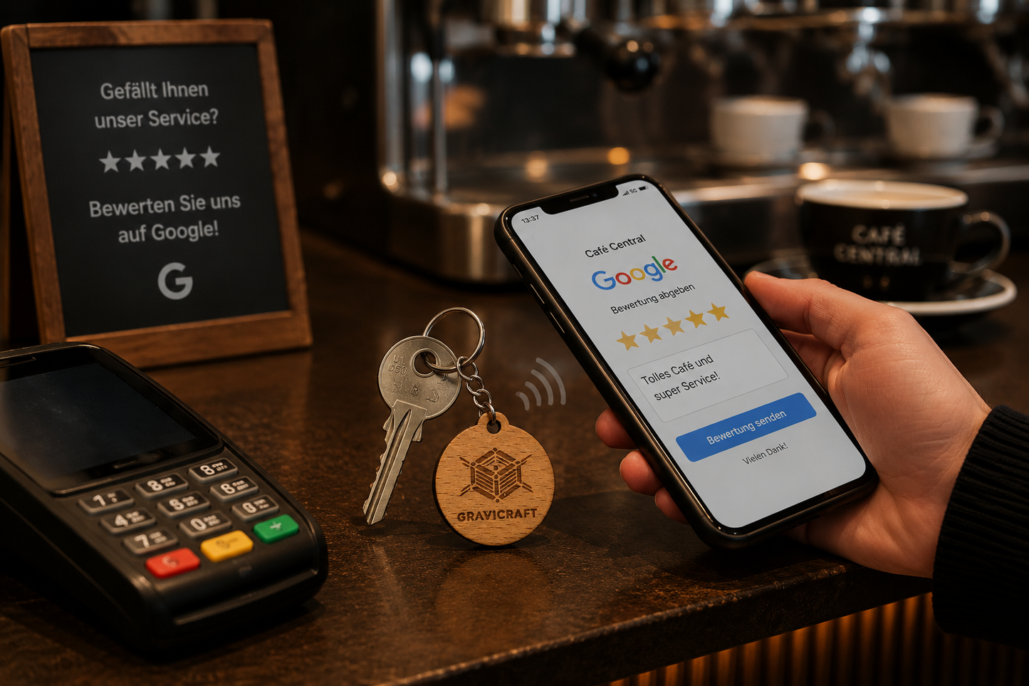 Premium NFC Schlüsselanhänger aus Holz mit Logo – Digitale Visitenkarte für Unternehmen