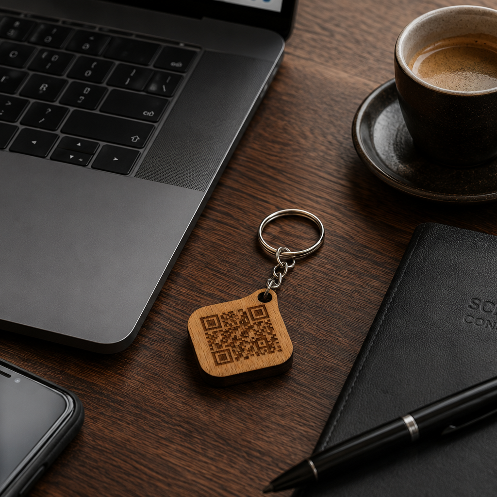 QR Business Tag made of wood – Your digital business card for more visibility