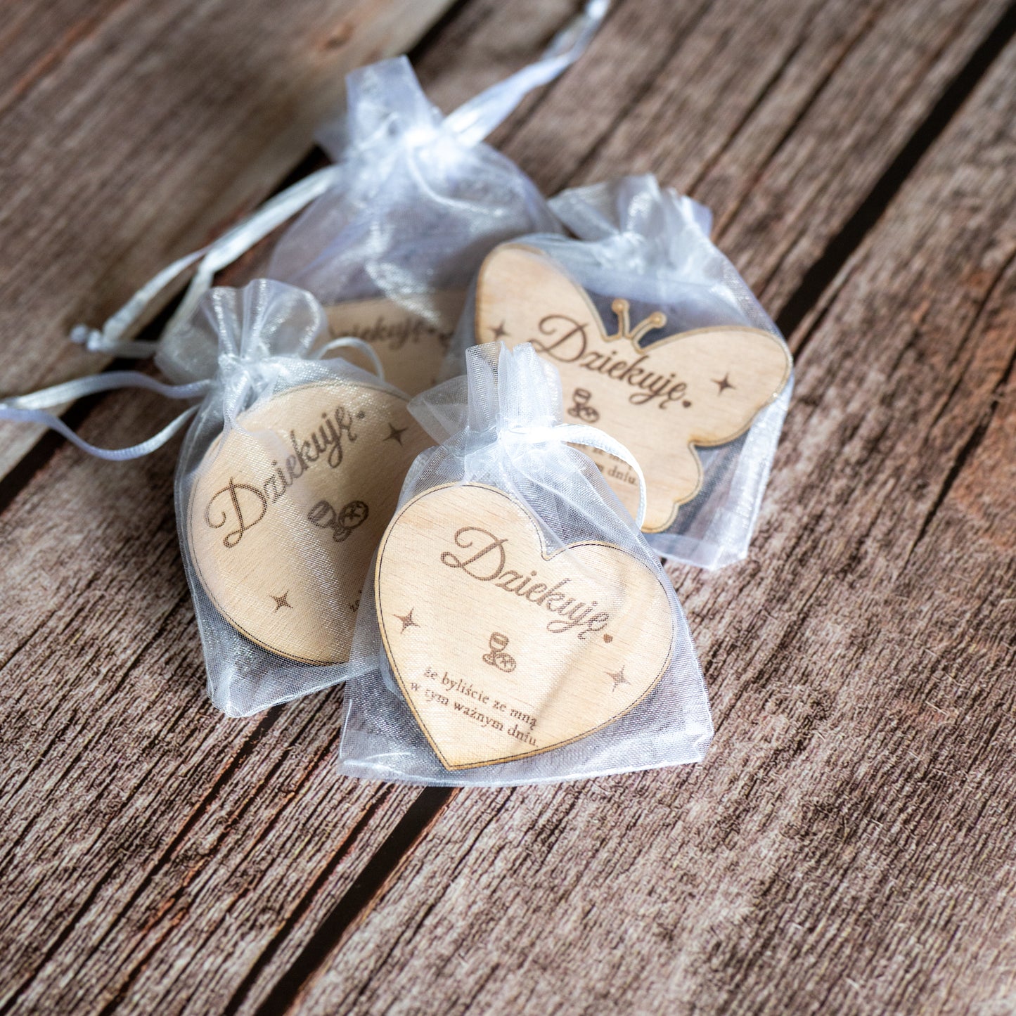 💝 Personalized wooden magnet with engraving – guest gift for communion, baptism or confirmation | Heart, circle, rectangle, butterfly | Thank you gift