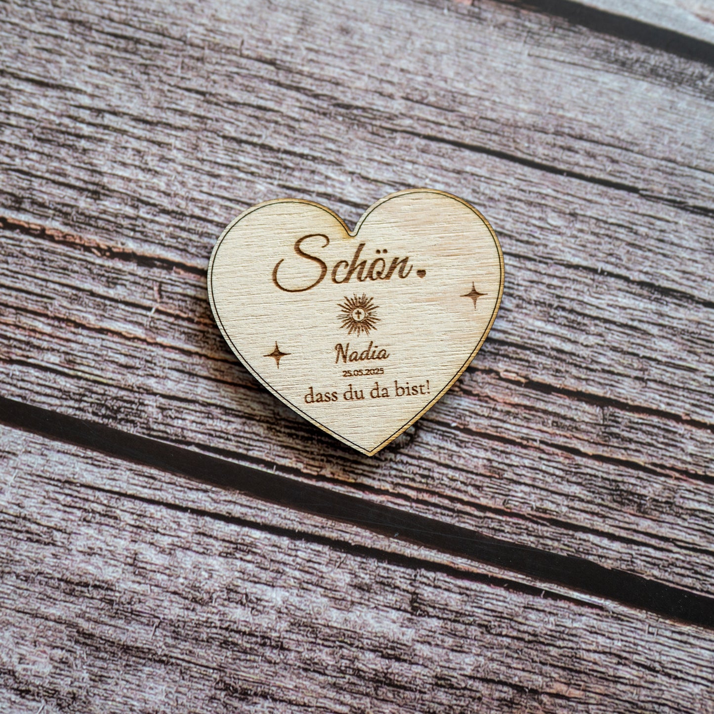 💝 Personalized wooden magnet with engraving – guest gift for communion, baptism or confirmation | Heart, circle, rectangle, butterfly | Thank you gift