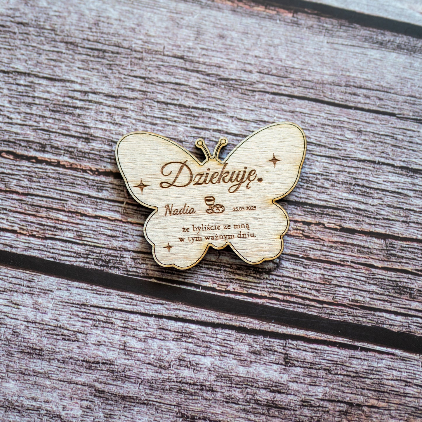 💝 Personalized wooden magnet with engraving – guest gift for communion, baptism or confirmation | Heart, circle, rectangle, butterfly | Thank you gift