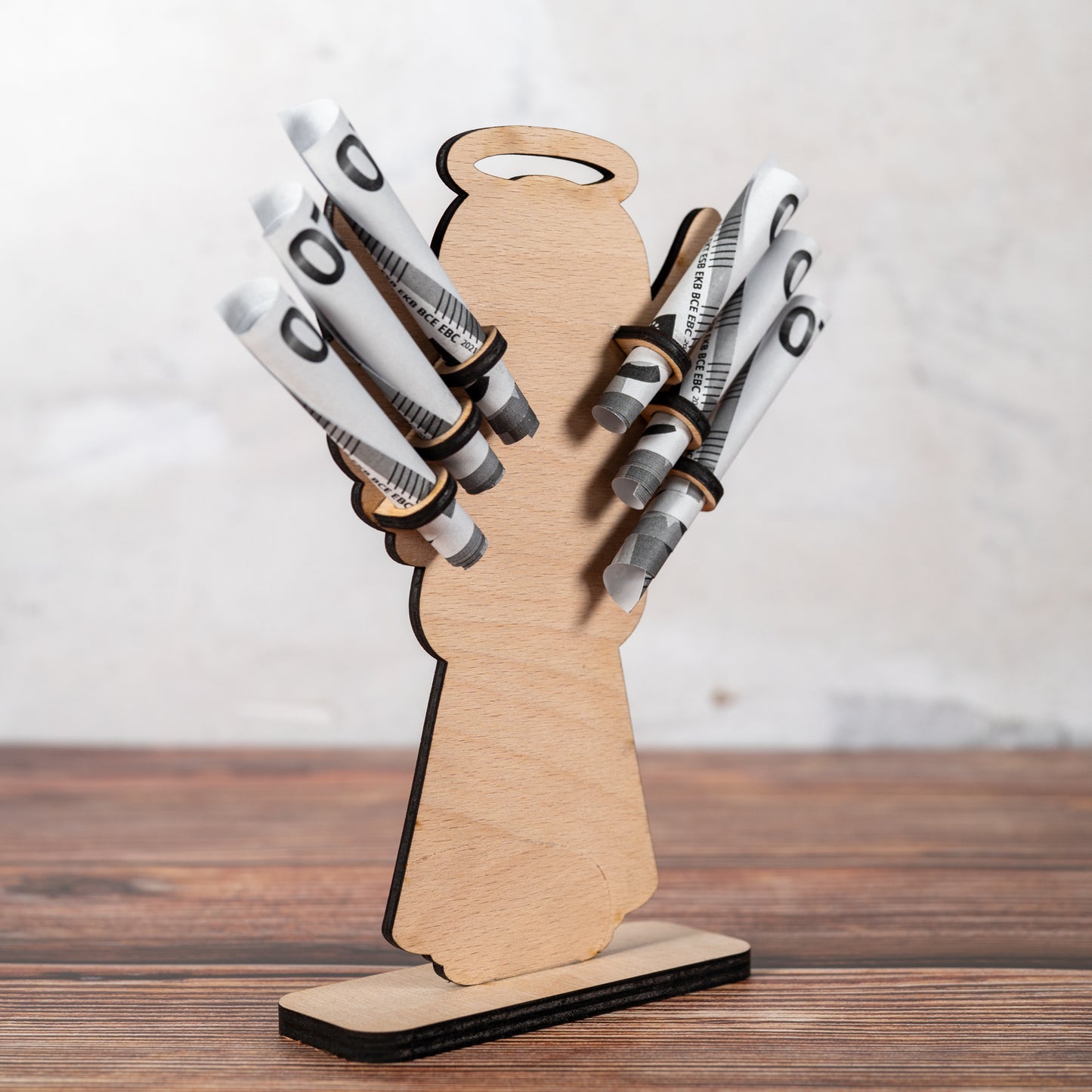 🕊️ Personalized Wooden Angel with Engraving – Gift for Communion, Baptism or Confirmation | Money Gift &amp; Personal Message | Handmade from Wood