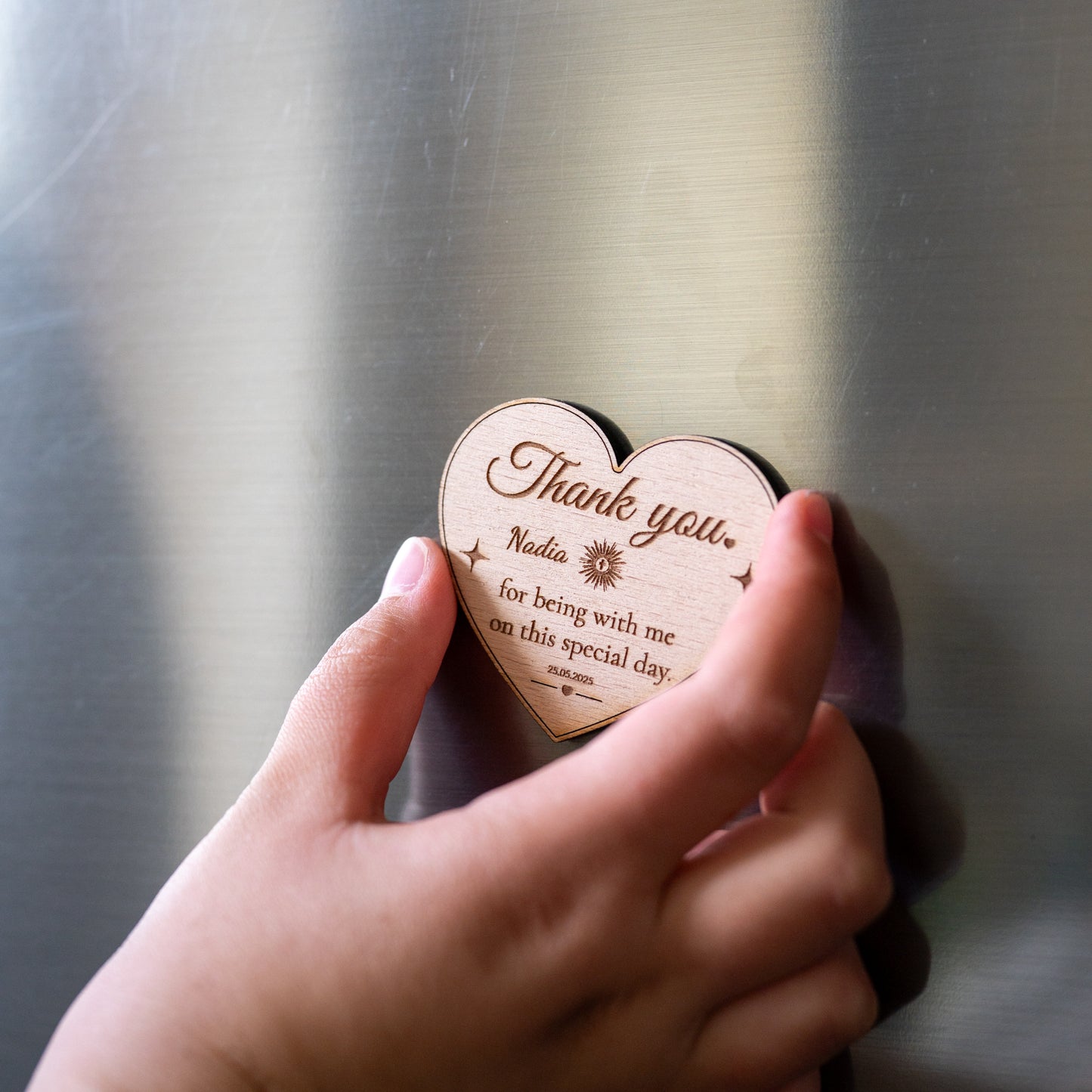 💝 Personalized wooden magnet with engraving – guest gift for communion, baptism or confirmation | Heart, circle, rectangle, butterfly | Thank you gift