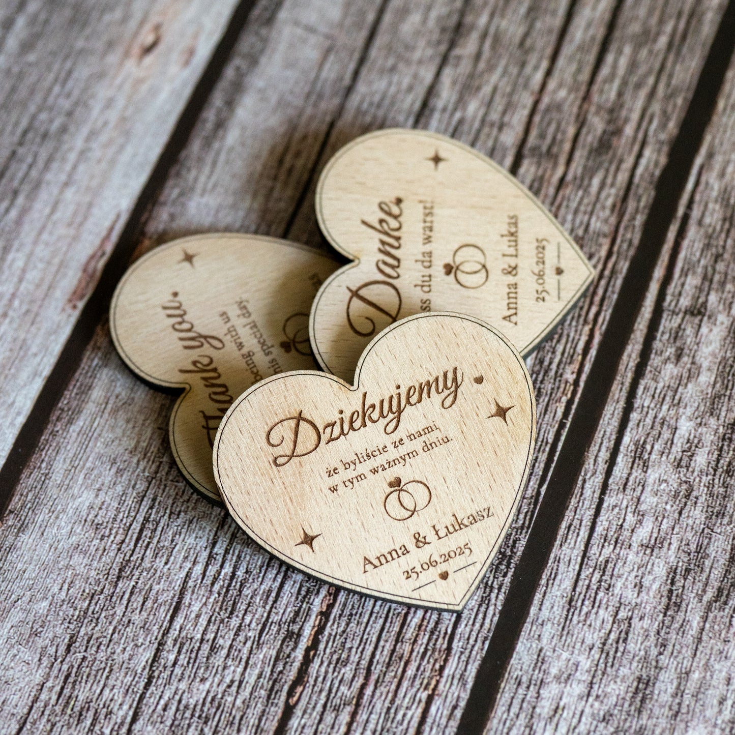 💝 Hochzeitsmagnet aus Holz mit Gravur & Bio-Tee | Personalisiertes Gastgeschenk – Herz, Kreis oder Schmetterling | GraviCraft Handmade