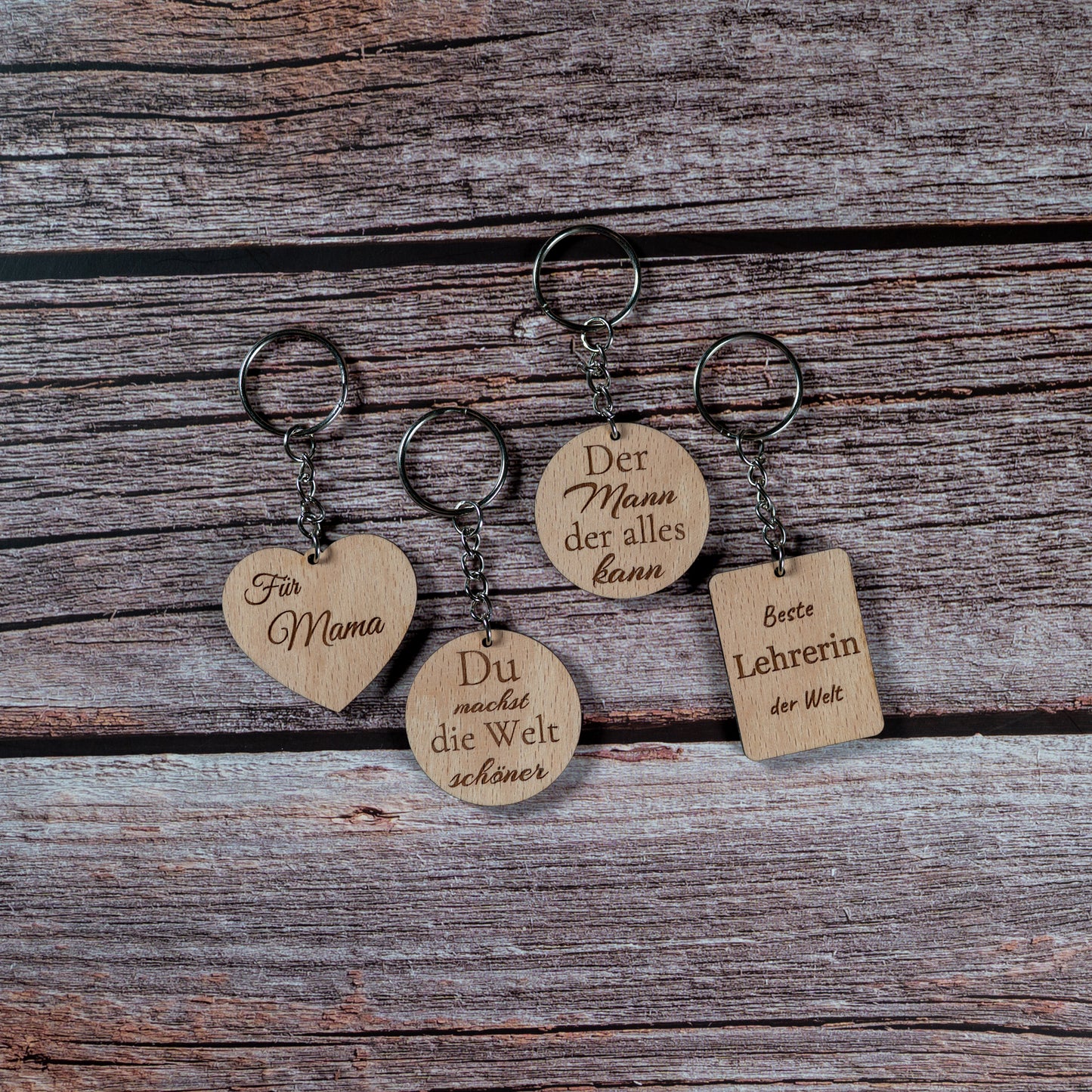 🔑 Personalisierter Holz Schlüsselanhänger mit Gravur – Geschenk für Mama, Lehrerin, Freundin, Oma | Dankeschön & Mitbringsel
