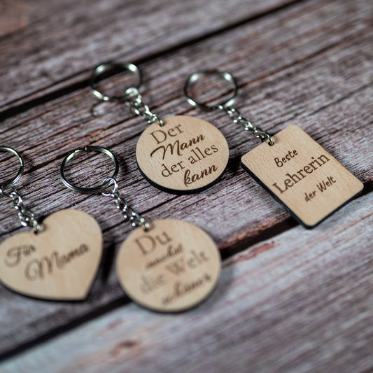 🔑 Personalisierter Holz Schlüsselanhänger mit Gravur – Geschenk für Mama, Lehrerin, Freundin, Oma | Dankeschön & Mitbringsel