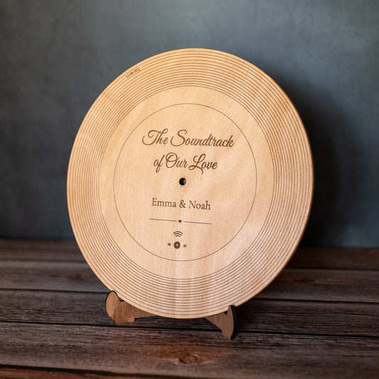 Personalisierte Holz-Schallplatte mit NFC – Love Collection | Individuelles Geschenk mit Musik