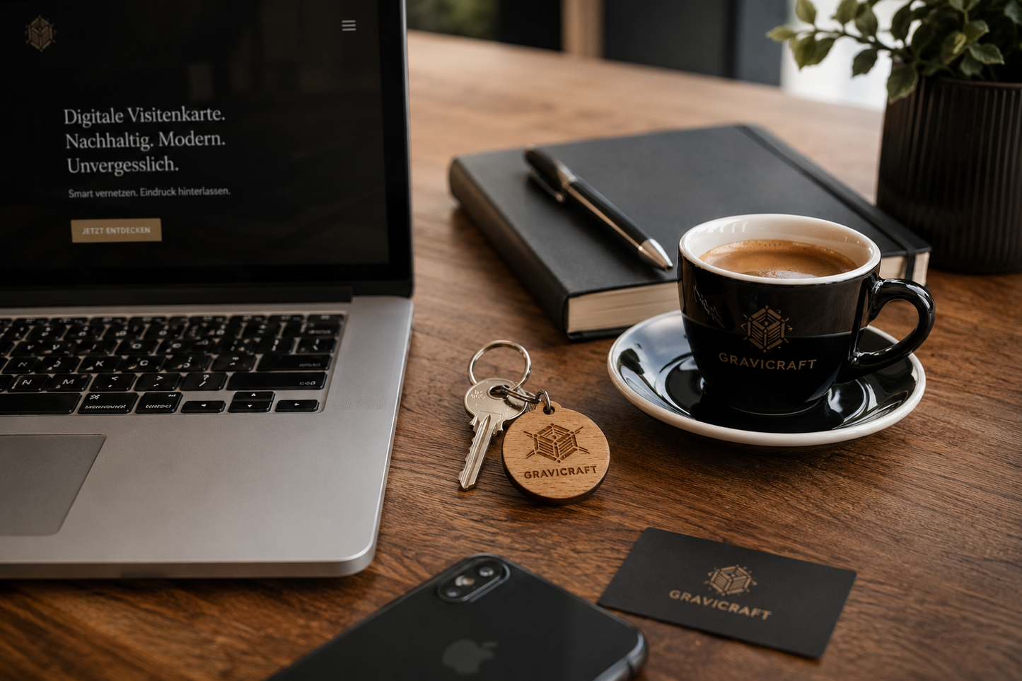 Premium NFC Schlüsselanhänger aus Holz mit Logo – Digitale Visitenkarte für Unternehmen