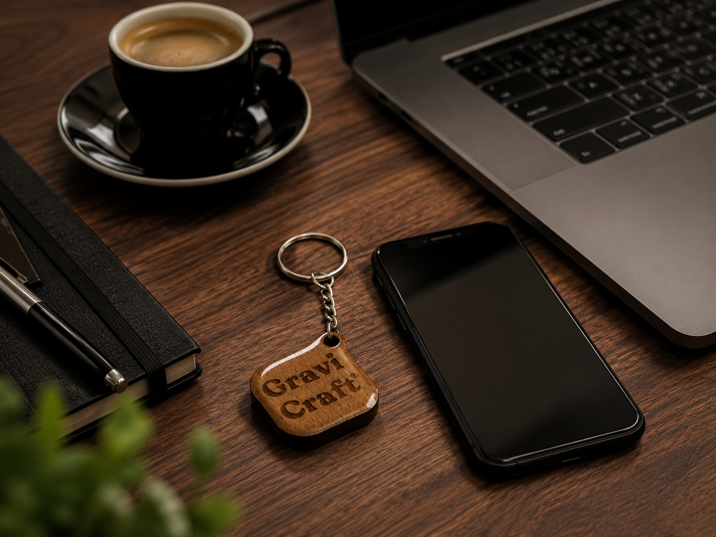Premium NFC Business Tag mit Crystal Resin & Logo | Digitale Visitenkarte aus Holz | NFC Schlüsselanhänger für Unternehmen