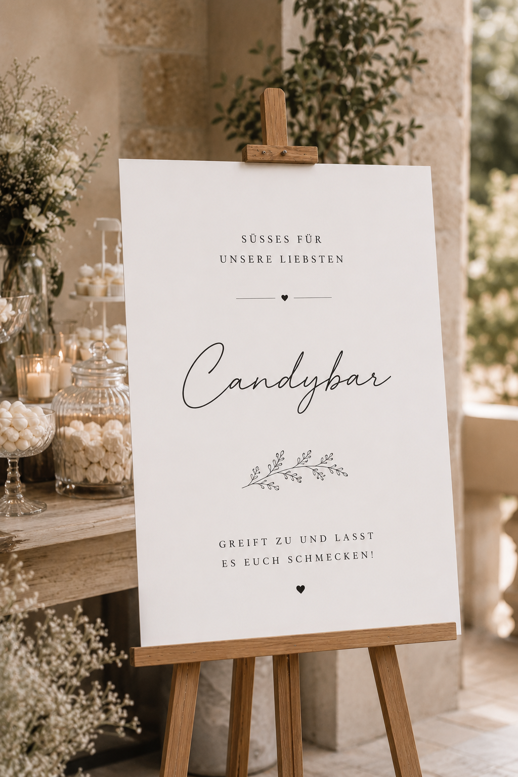 Premium Hochzeitsdeko Bundle Personalisiert | Willkommen Schild, Sitzplan, QR Galerie, Candy Bar & Tischnummern | Hochzeit Set Modern