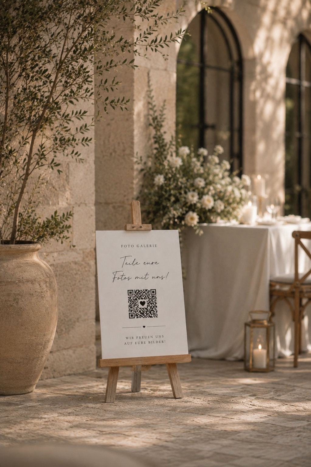 QR Code Hochzeitsschild personalisiert – Foto Galerie für eure Hochzeit