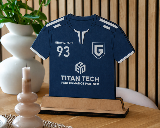 Personalisierte Trikot Erinnerung aus Holz | Geschenk für Fußballspieler & Trainer | Vereinsgeschenk mit Namen und Nummer